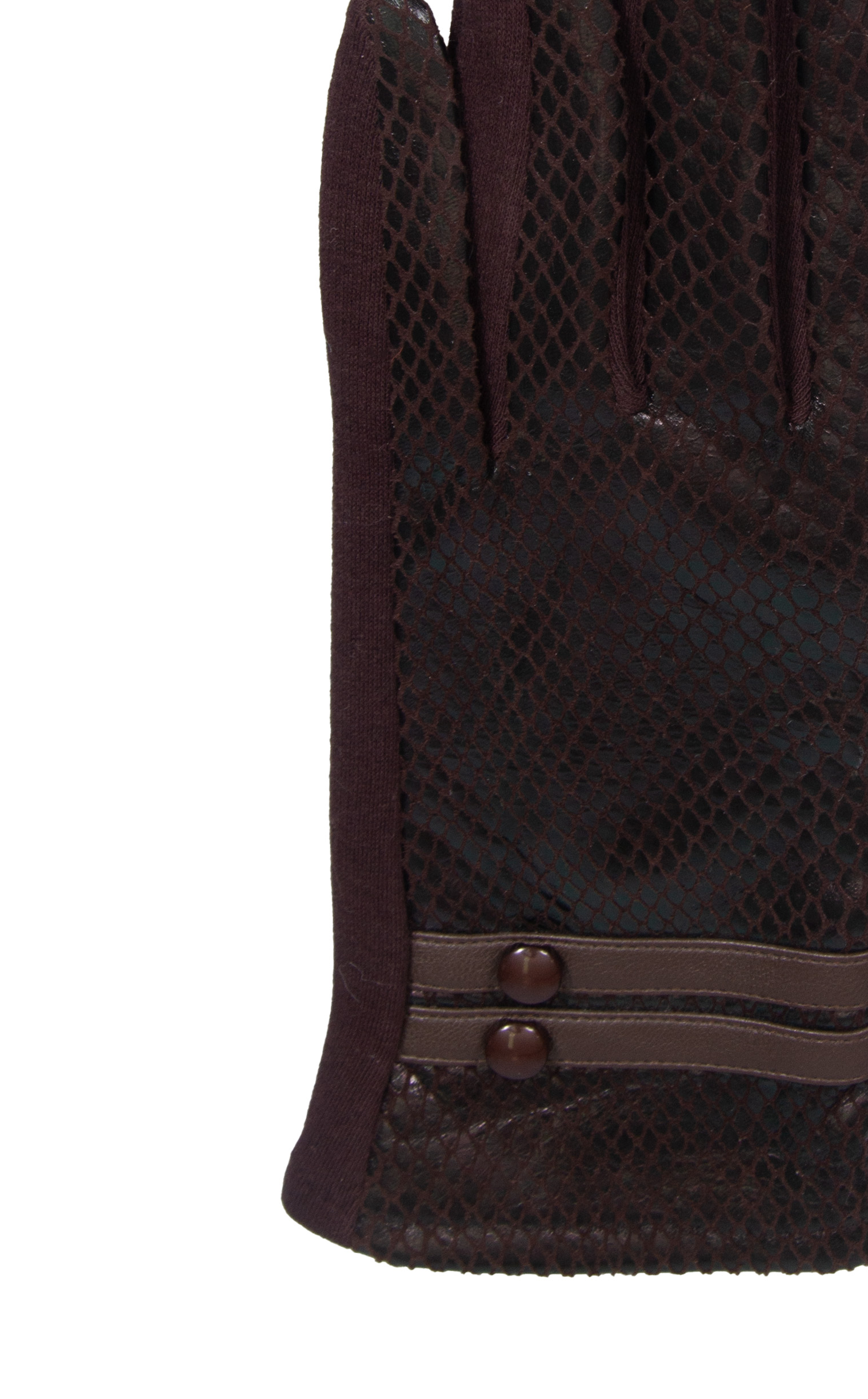 Rękawiczki ciemnobrązowe imitujące skórę węża zdjęcie 2