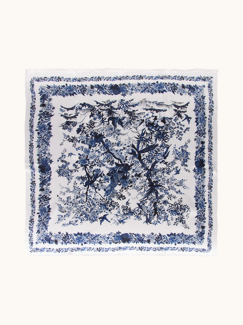 Apaszka jedwabna inspirowana wzornictwem porcelanowym  90 cm x 90 cm - Allora zdjęcie 3