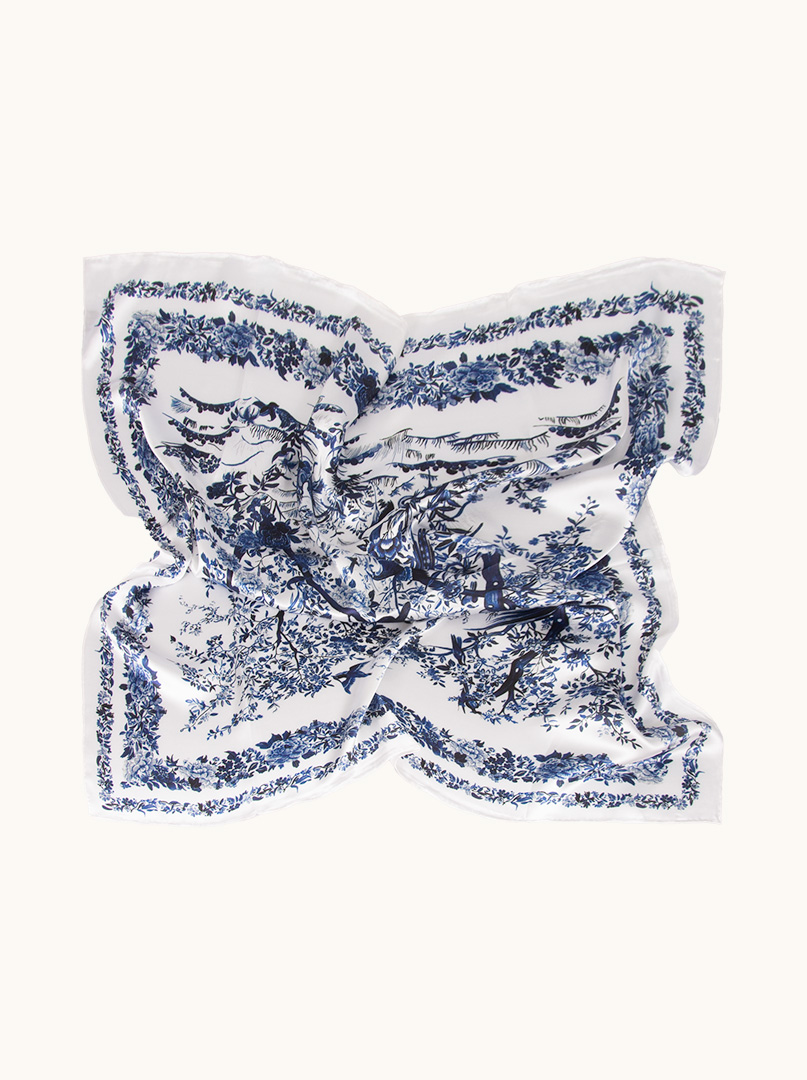 Apaszka jedwabna inspirowana wzornictwem porcelanowym  90 cm x 90 cm - Allora zdjęcie 2