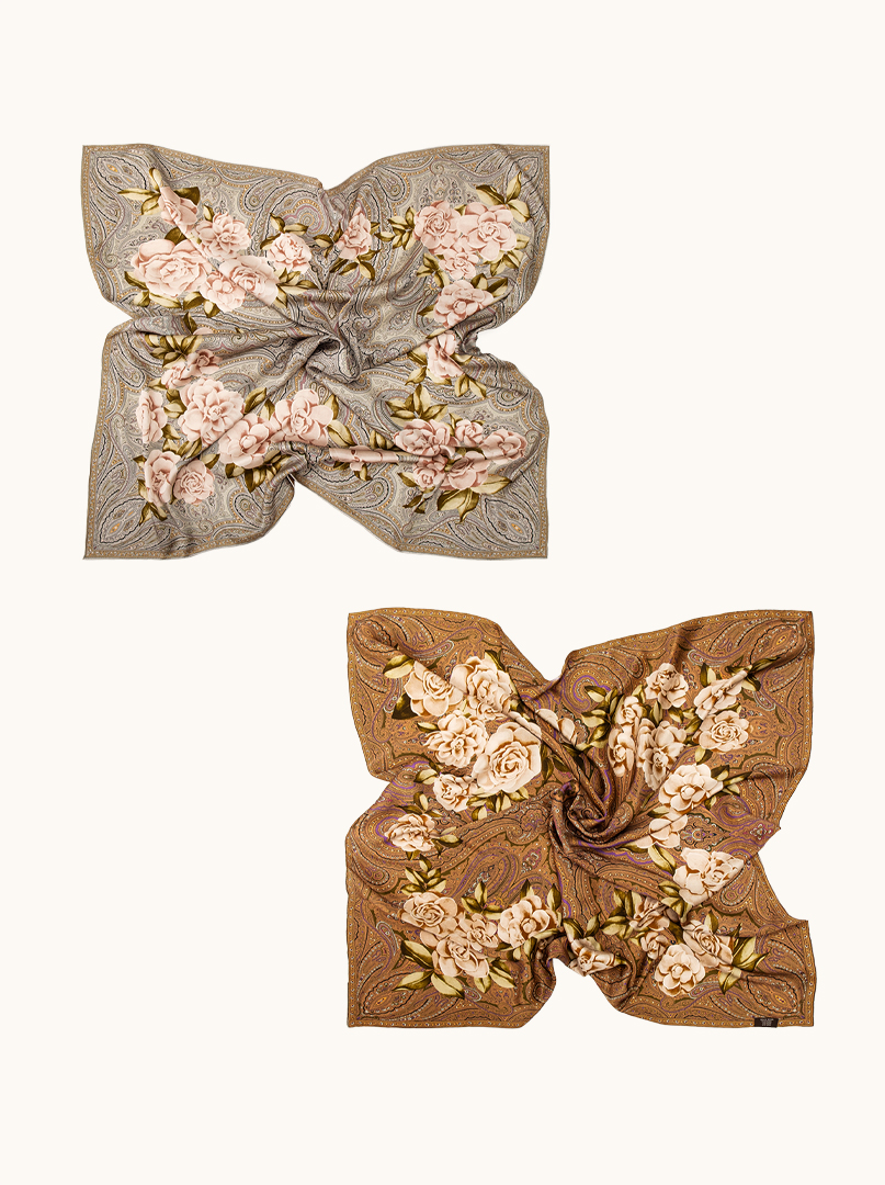 Duża chusta jedwabna ROSA DI SERA 110x110 cm PREMIUM zdjęcie 4