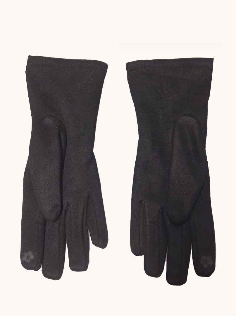 Rękawiczki damskie dzianinowe pikowane eleganckie czarne zdjęcie 3