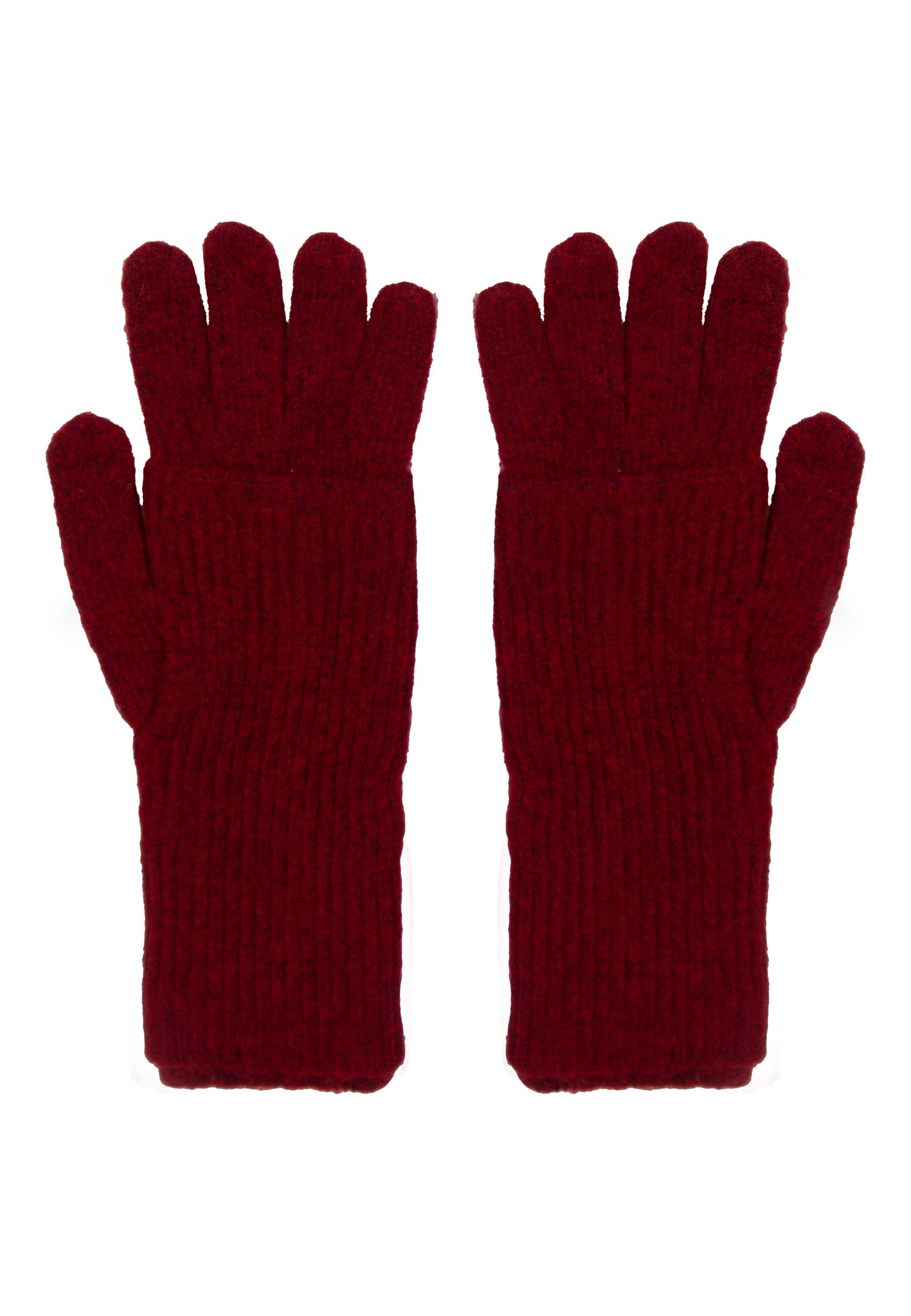Rękawiczki wełniane w kolorze bordowym z ocieplaczem PREMIUM  zdjęcie 1