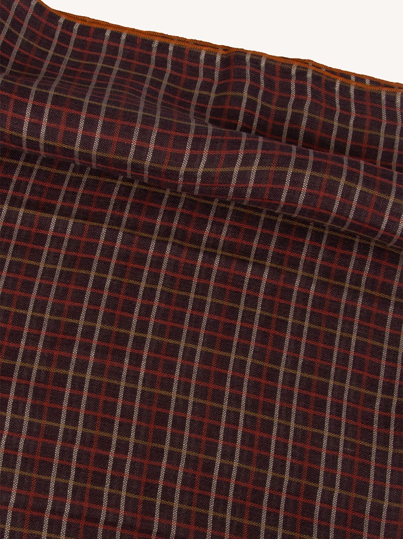 Apaszka z wełną brązowa w kratę bandama 68x73 cm zdjęcie 4